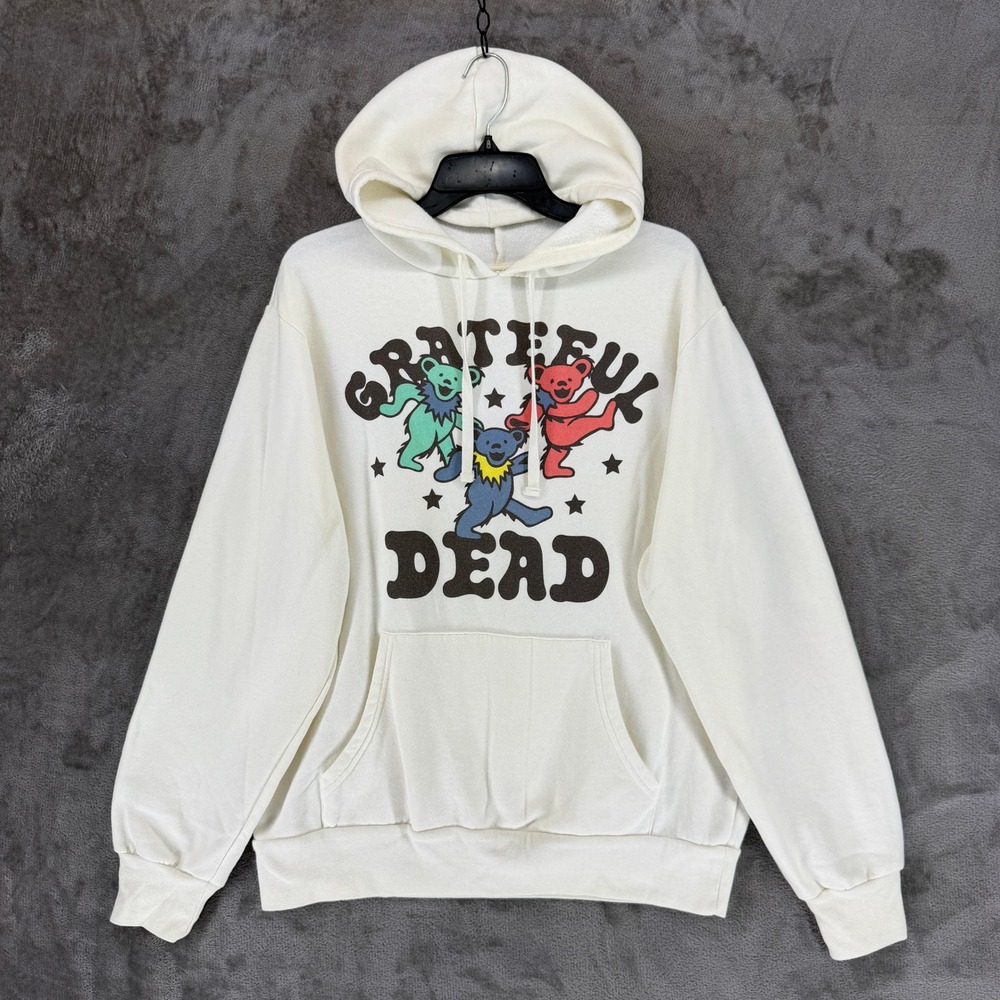 Mad Engine Hoodie Men Large Grateful Dead Dancing Bears Cream Graphic Pullover